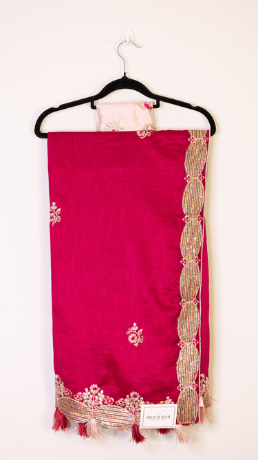 Vichitra Silk Sequin Saree - House of Nepal
