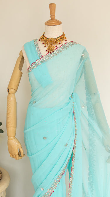 Pure Georgette Handwork Saree - House of Nepal