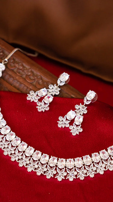 White American Diamond Necklace And Earring Yuvi