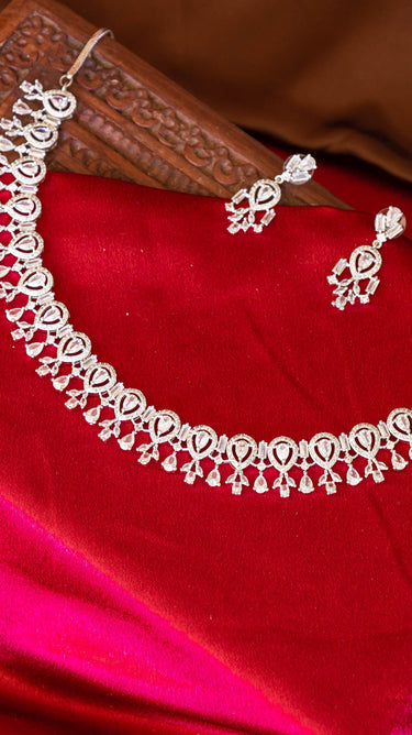 White American Diamond Necklace And Earring Sama