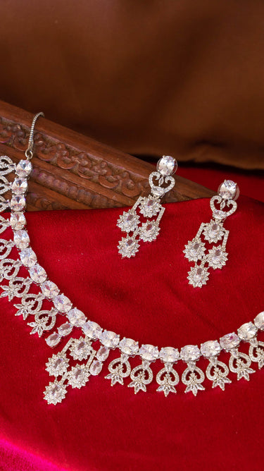 White American Diamond Necklace And Earring Sabya