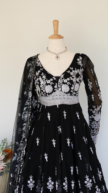 Black Thread Embroidered Boutique Anarkali Set