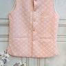 Baby Pink and White Shimmer Embroidered Neheu Jacket - House of Nepal