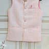 Pink and  White Shimmer Emroidered Nehru Jacket - House of Nepal