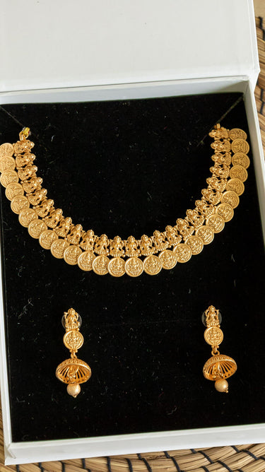 Gold Imitation Necklace with Earrings Sikka