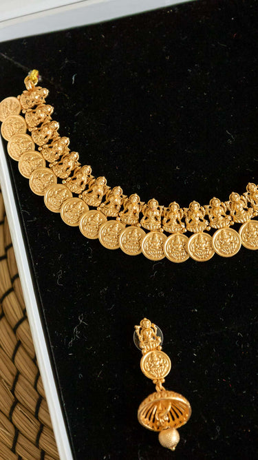 Gold Imitation Necklace with Earrings Sikka