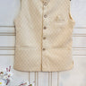 Dark Cream Zari Embroidered Nehru Jacket - House of Nepal