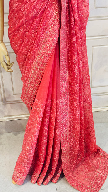 Shine Chiffon Saree with Resham Jaal