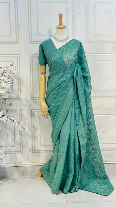 Shine Chiffon Saree with Resham Jaal