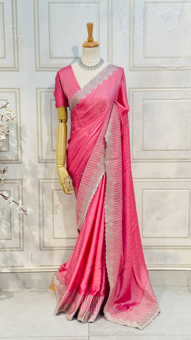Satin silk saree with Zari work Border
