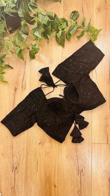 Half Sleeve  Boutique Blouse Sleek Ebony - House of Nepal