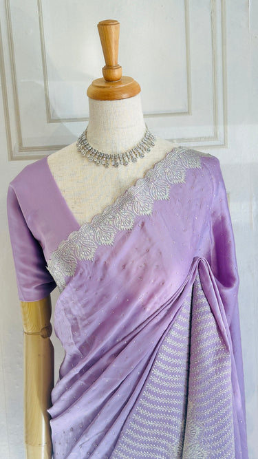 Satin silk saree with Zari work Border