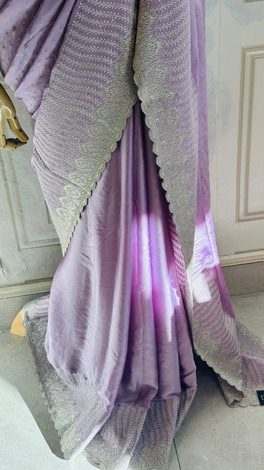 Satin silk saree with Zari work Border