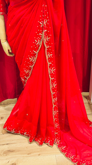 Bridal Red Handwork Saree Set