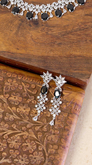 Black American Diamond Necklace And Earring Rupi
