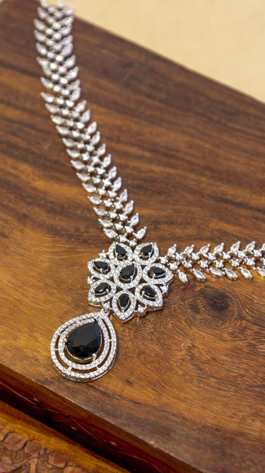 Black American Diamond Locket And Earring Regal