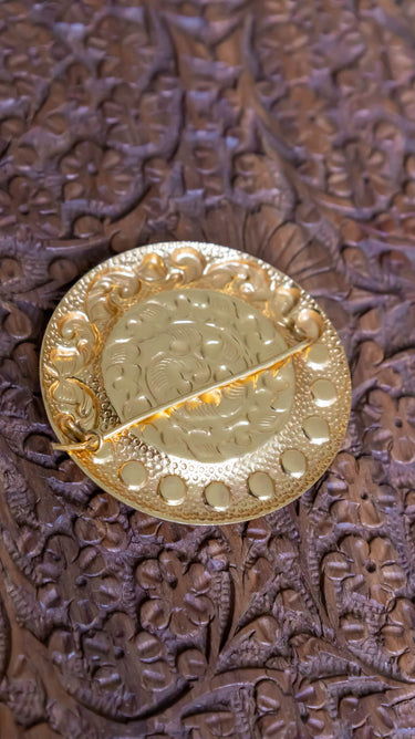 Traditional Nepali Gold Imitation Chandrama Hair Pin Round