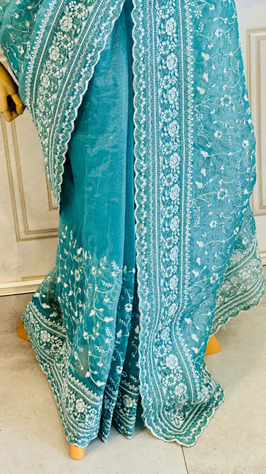 Soft Organza Saree With Thread Work