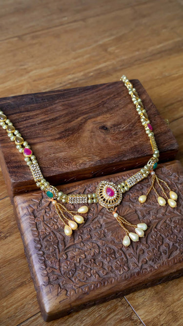 Brass Saree Belt KamarBand with Pearl and Stones