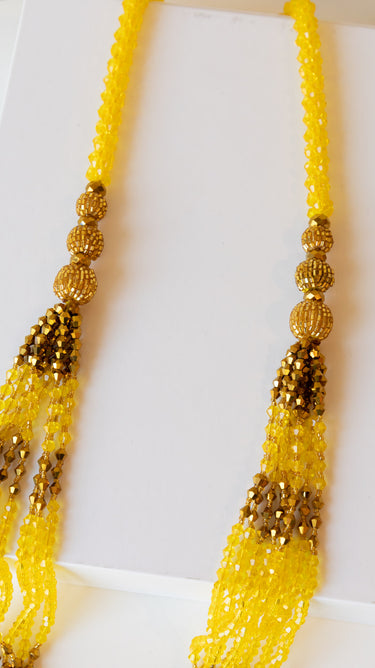 Yellow Crystal Potey Bead Necklace