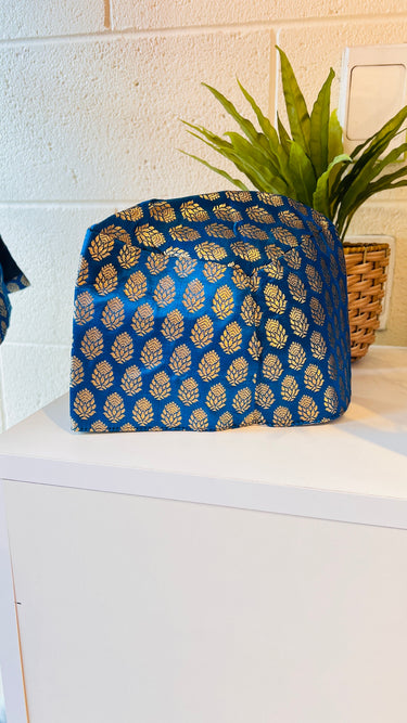 Royal Blue and Golden Brocade Waistcoat With Topi