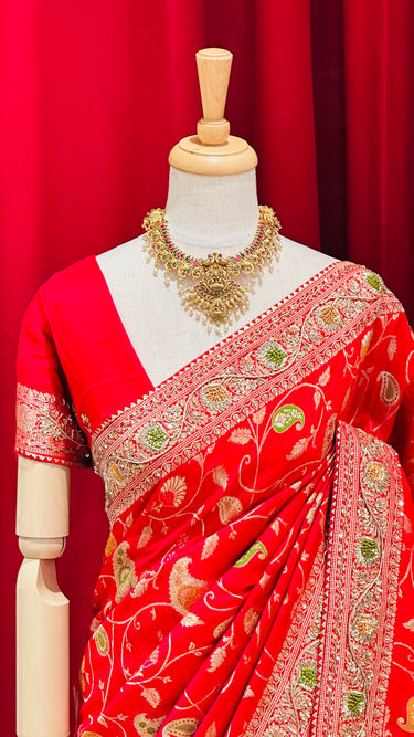Pure Dola Silk Saree with Full Hand Embroidery Work Shakti