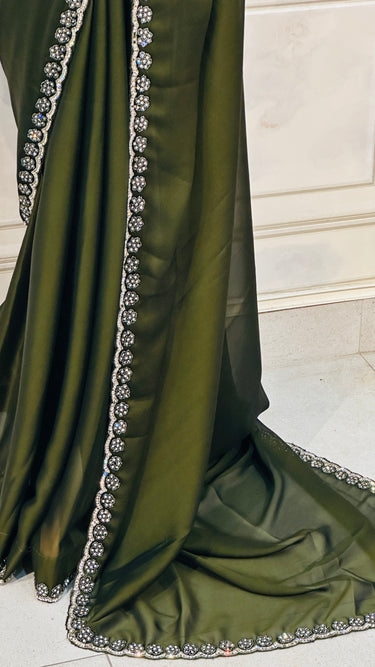 Shining Georgette Saree with Border Handwork Aanya