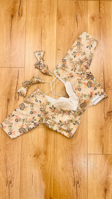 Multicolor Half Sleeve Blouse in White Base