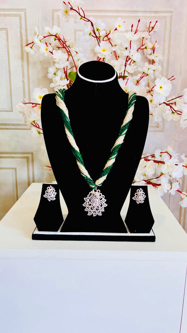 Chiffon pote with Hydro Crystal American Diamond Pendent GlowLab
