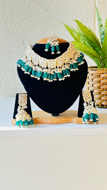 Designer Necklace Set With Earrings and Bindi - House of Nepal