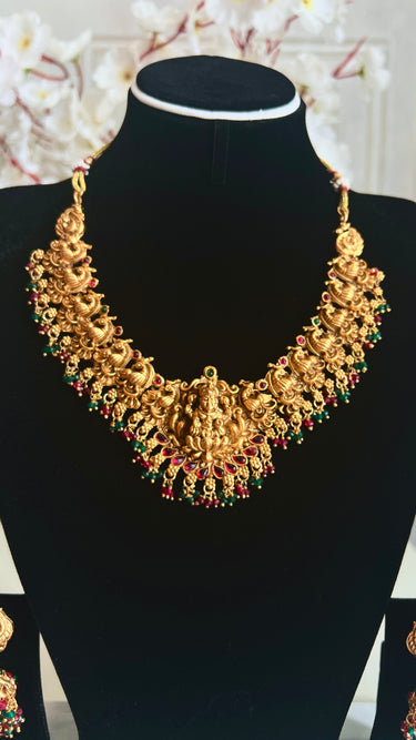 Brass Temple Jewellery Necklace with Earrings Everglow
