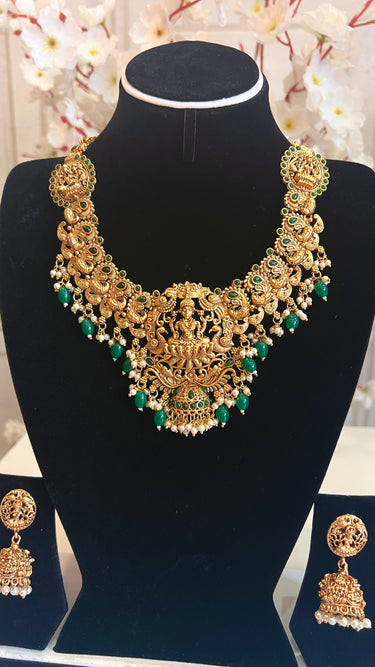 Brass Temple Jewellery Necklace with Earrings Durga Divine