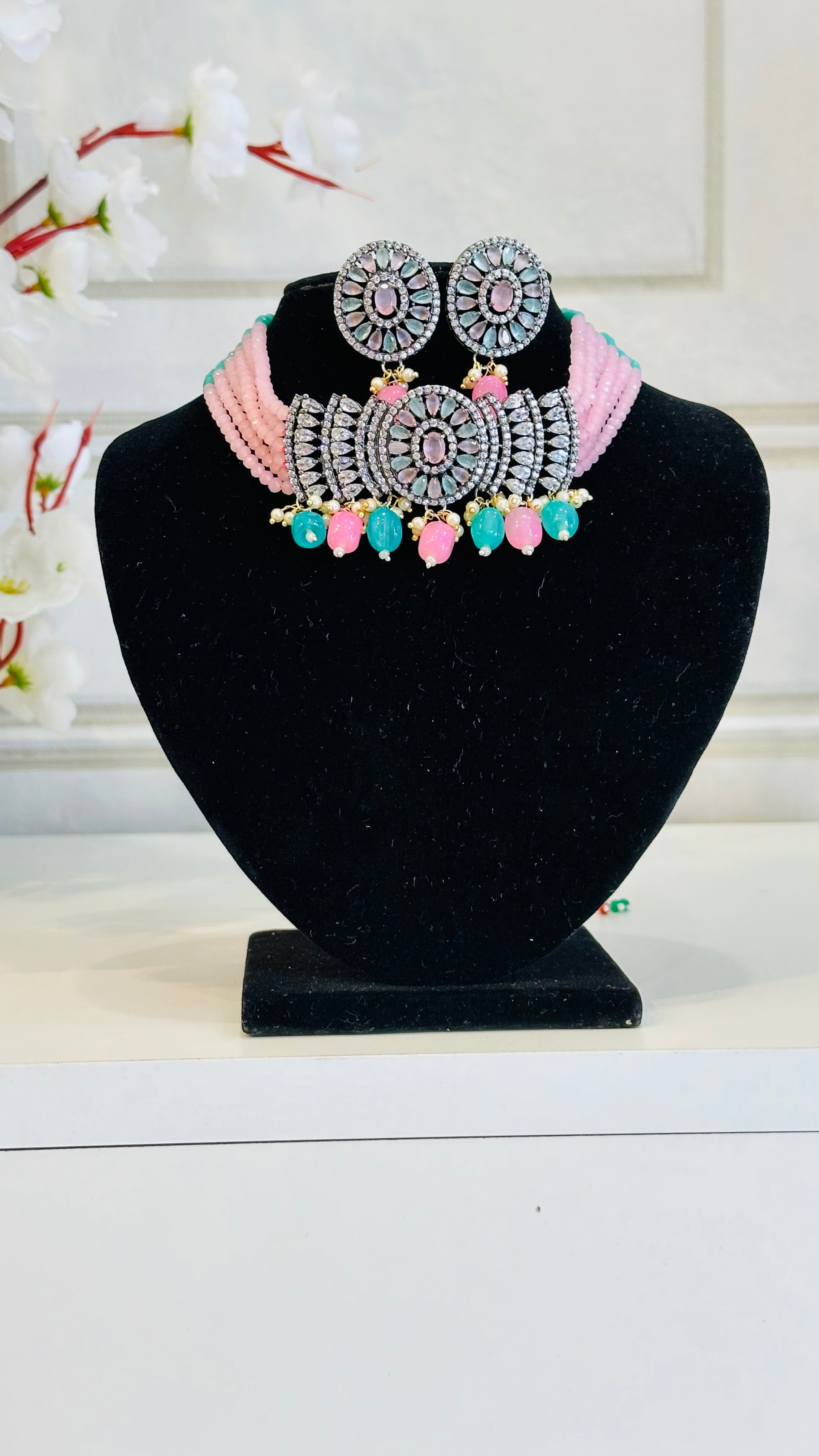 Designer Necklace Set With Earrings