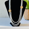 White Pearl Gold Plated Necklace Chandra Haar Aster - House of Nepal