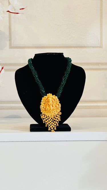 Gold Plated Hydro Crystal Temple Jewellery Tilhari Hibiscus - House of Nepal