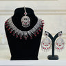 Ruby American Diamond Necklace With Earrings and Bindi VivaStone - House of Nepal