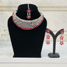 Ruby American Diamond Necklace With Earrings and Bindi Pollux - House of Nepal
