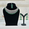 Emerald American Diamond Necklace With Earrings and Bindi Pollux - House of Nepal