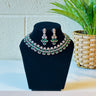 Emerald American Diamond Necklace With Earrings SparkStone - House of Nepal