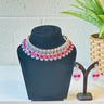 Pink American Diamond Necklace With Earrings Saiph - House of Nepal