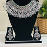 Emerald American Diamond Necklace With Earrings and Bindi Hyacinth - House of Nepal
