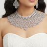 White American Diamond Necklace With Earrings and Bindi Hyacinth - House of Nepal