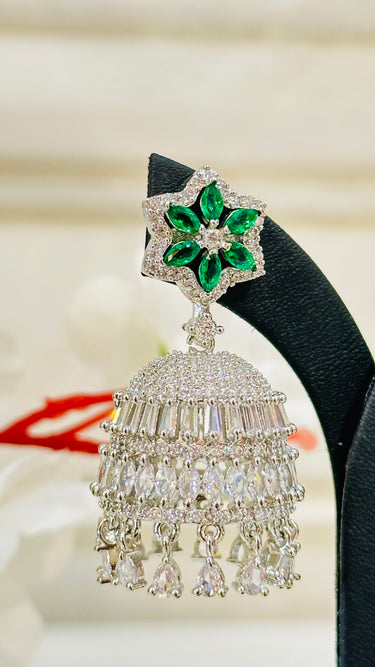 Emerald American Diamond Earrings Azalea - House of Nepal