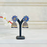 Navy Blue Shiny Mirror Work Jhumka With Beads Aster - House of Nepal