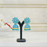 Sky Blue Shiny Mirror Work Jhumka With Beads Aster - House of Nepal