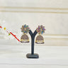 Black Shiny Mirror Work Jhumka With Beads Aster - House of Nepal