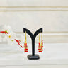 Red Circular Hoop Jhumka With Beads Camellia - House of Nepal