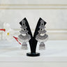 Grey Metallic Stone Work Long Jhumka Blossom - House of Nepal