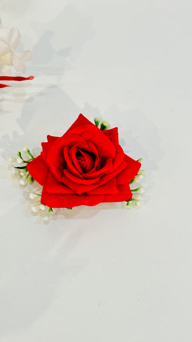 Red Rose Flower Hair Clip Blossom - House of Nepal