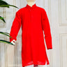 Kids Rayon Chickankari Kurta Set Red - House of Nepal